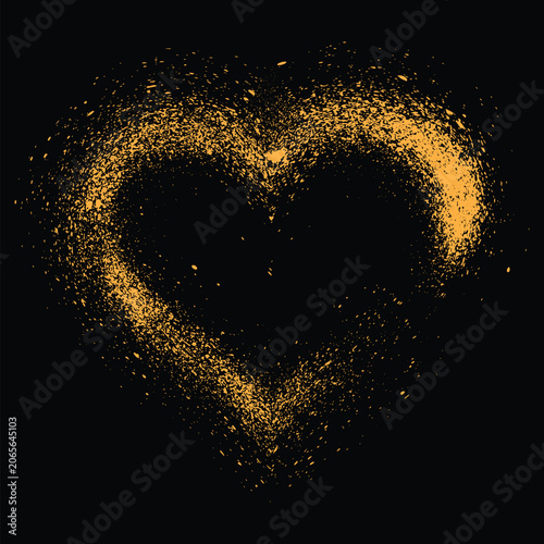 Heart Shape Abstract Golden Glitter