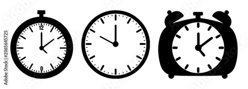 Same-day delivery clock set with solid black icon against white background featuring timekeeping, shipping, urgent delivery with illustration and vector