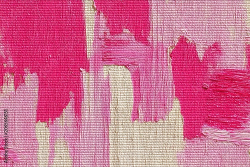 Close up of textured paper with thick vibrant pink and white brush strokes abstract art background vibrant colors and rough surface detailed texture and paint application