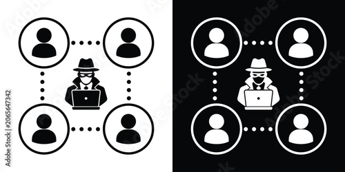 Obraz na plátně Spy hacker spying on connected network users