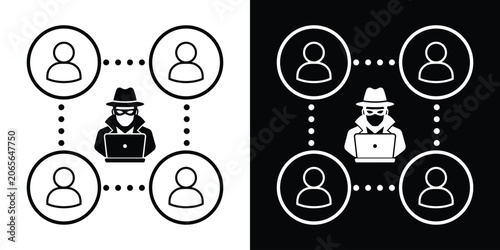 Obraz na plátně Spy hacker spying on connected network users