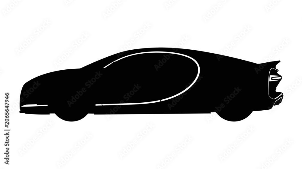 Obraz premium Black Car Silhouette Side View.