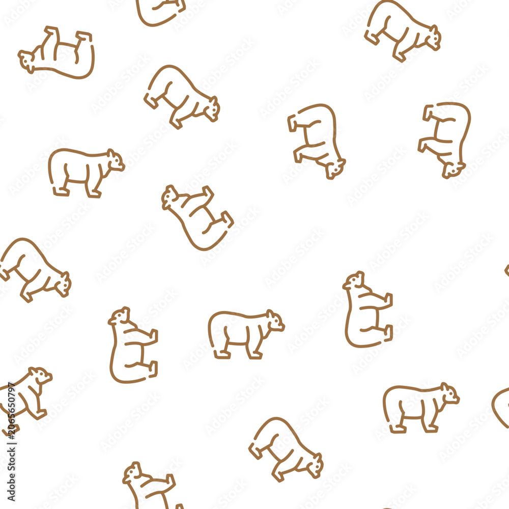 Fototapeta premium bear animal vector seamless pattern bear animal sign illustration