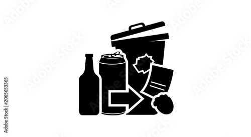 Black silhouette icon representing waste management and recycling activities.