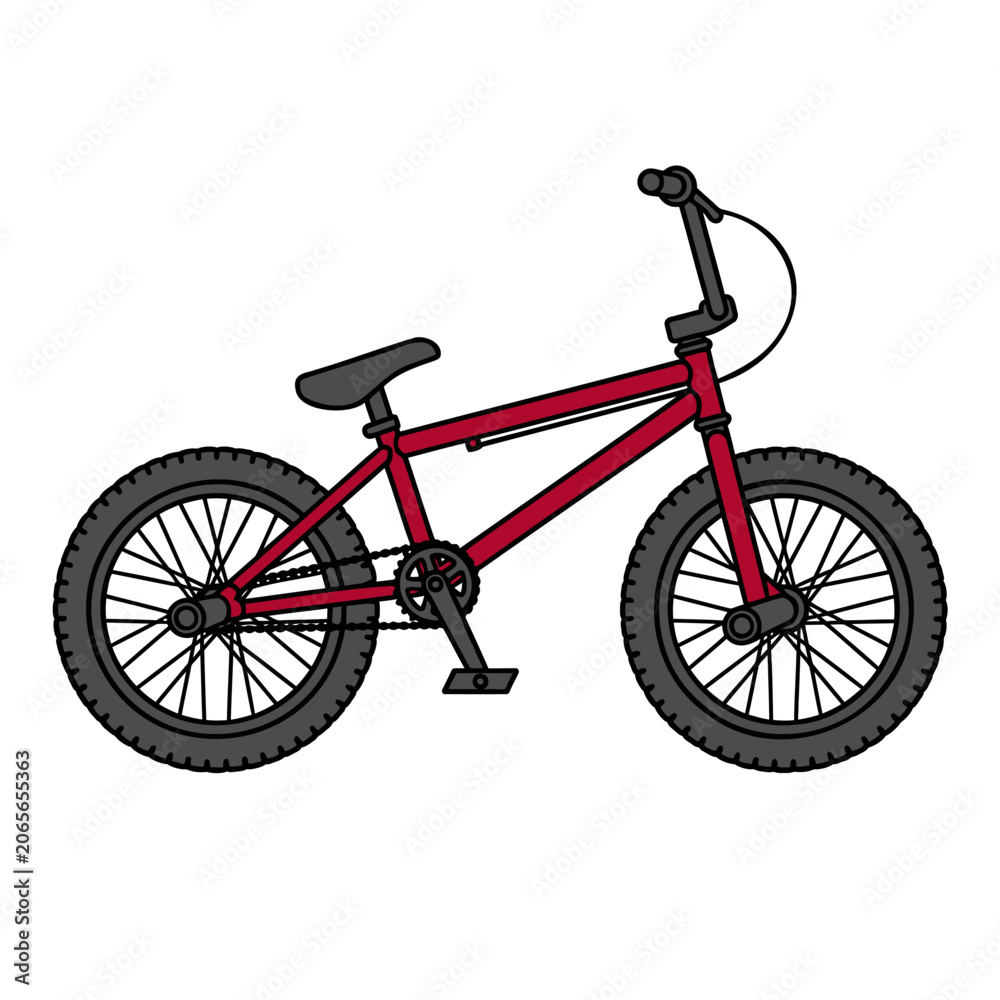 Naklejka premium Blue BMX stunt bicycle side profile flat vector icon isolated on white background extreme sports design element