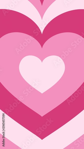 Abstract cute pastel pink concentric hearts tunnel background loop