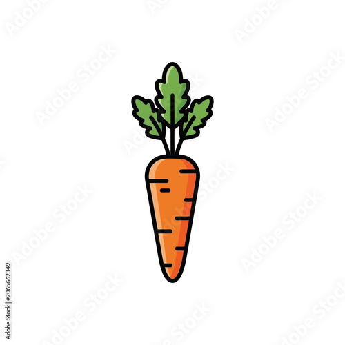 Minimalist orange carrot icon with green top.