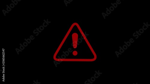 Red Warning Alert Icon Exclamation Mark on Warning Alert Error Danger Caution Black Background 4K Video.