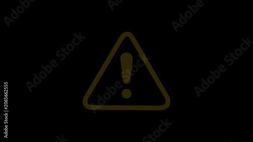 Yellow Warning Alert Icon Exclamation Mark on Warning Alert Error Danger Caution Black Background 4K Video.