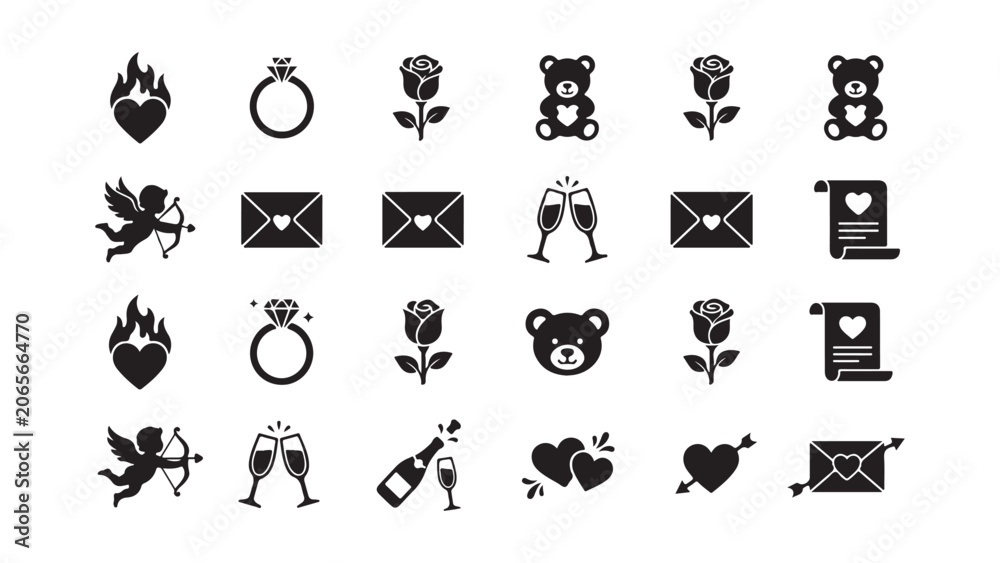 Obraz premium Valentine's Day and Love Themed Icons Collection