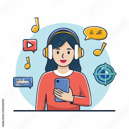 Person Listening to Music and Interacting with Digital Content