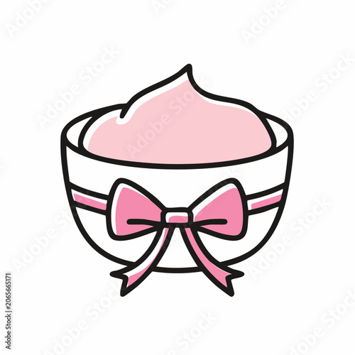 Pink Cream in a Bowl with a Bow