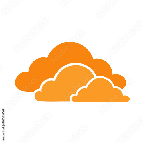 Orange flat design cloud and sun icon