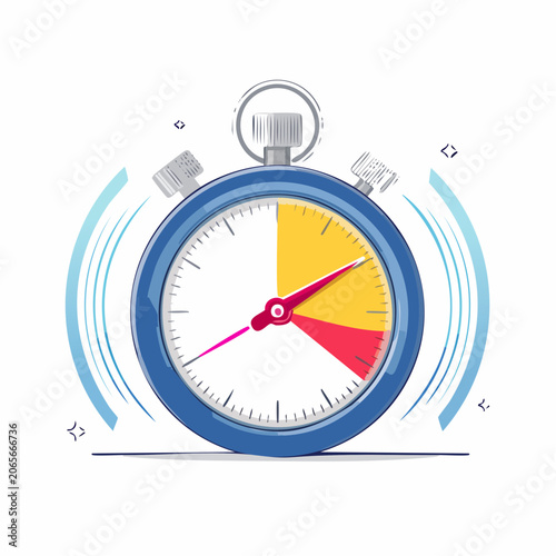 Stopwatch with colorful segments and motion lines