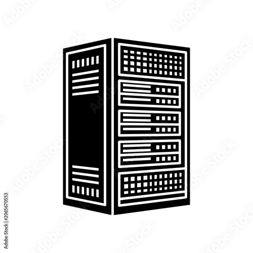 Data center server rack isometric perspective icon with datacenter, hardware