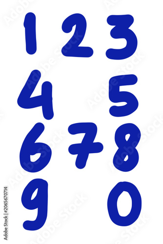 Set of blue numbers