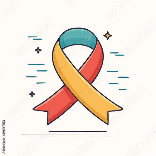 Red and Yellow Awareness Ribbon