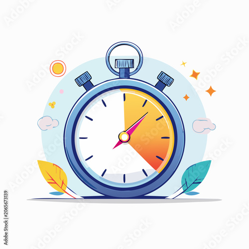 Stopwatch with Colorful Gradient and Decorative Elements