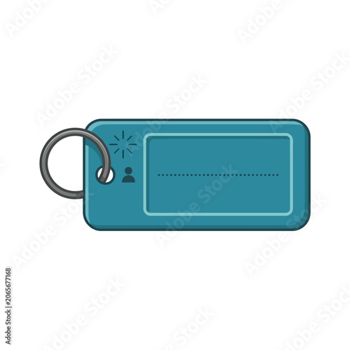 Blue Plastic Key Tag with Metal Ring and Blank Label Space for Identification.