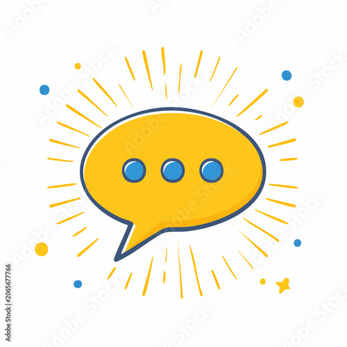 Yellow Speech Bubble with Dots and Rays