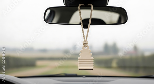 Car rear view mirror keychain mockup with blank spaces for text mockup, blank spaces for text