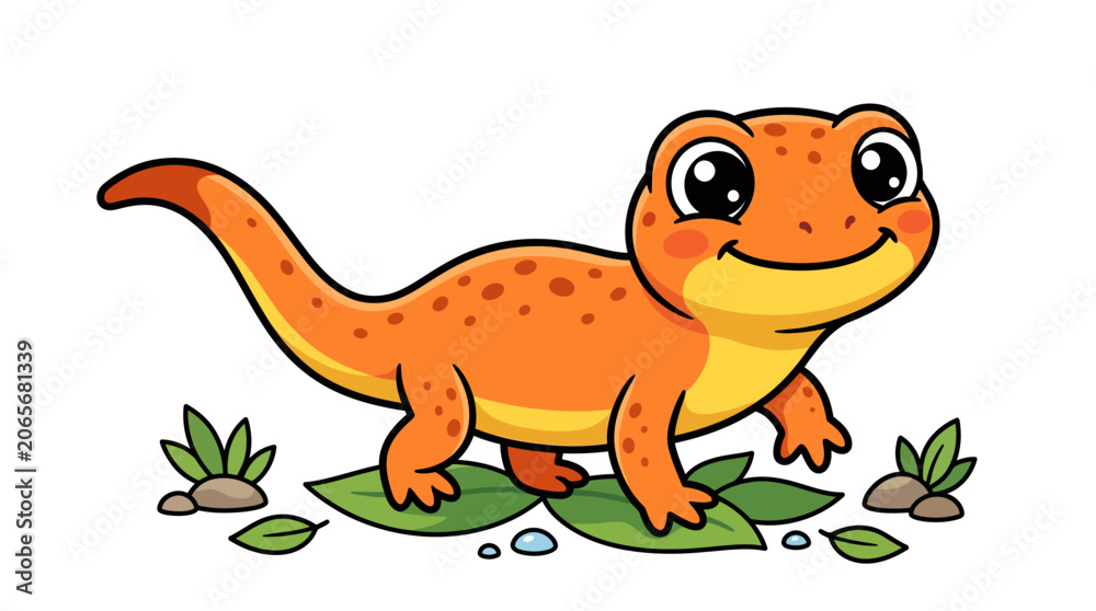 Fototapeta premium Cute Salamander Cartoon Character Illustration for Children Design and Education