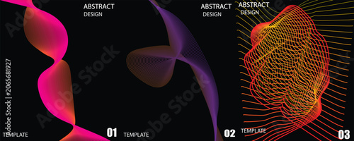 Fotografie Abstract geometric wave line background set with vibrant gradient curves, modern