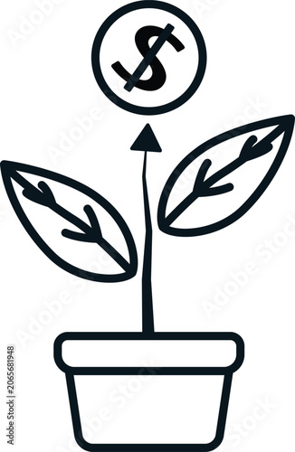 Vector icon of growth investment symbolizing financial growth, savings, and long‑term asset development 