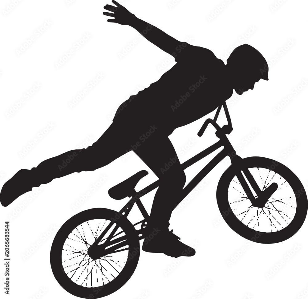 Obraz premium Silhouette of a bmx rider performing a stunt jump vector art