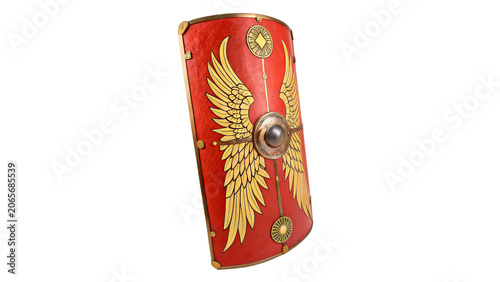 Cuadro en lienzo Classic Roman legionary rectangular scutum shield isolated on a transparent back