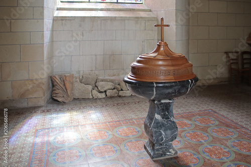 Bild auf Leinwand abbey church in saint-florent-le-vieil in anjou in france