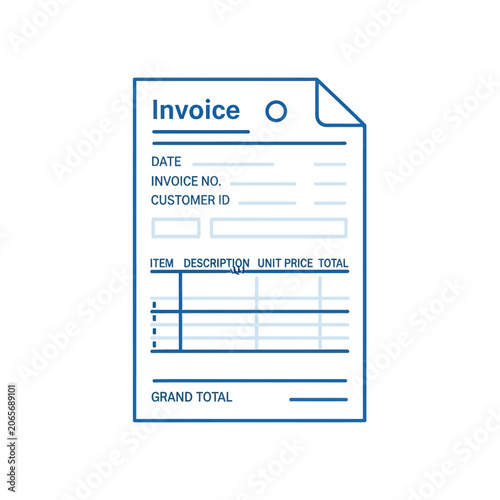 Detailed invoice template layout with line items icon.