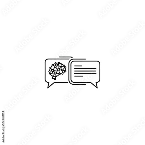 Digital assistant communication icon showing AI brain and text