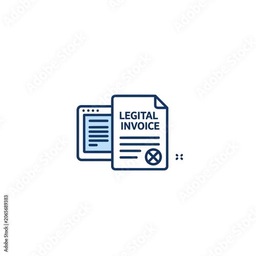 Digital legal invoice document icon with line art style.