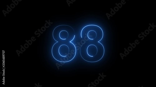 Neon Number 88 Animation with Glowing Electric Light Effect on Dark Background.