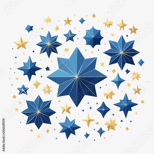 Blue and Gold Geometric Stars Pattern