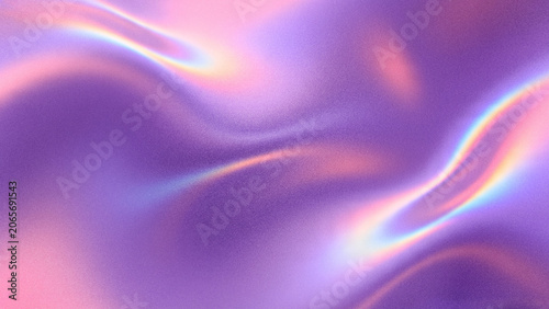Cuadro en lienzo Abstract trendy grainy holographic gradient background displaying smooth purple and pink liquid fluid waves with dynamic iridescent rainbow neon prism glow