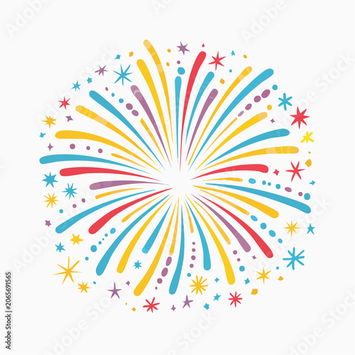 Colorful abstract burst of fireworks and stars