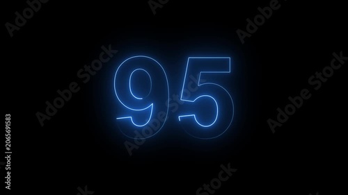 Neon Number 95 Animation with Glowing Electric Light Effect on Dark Background.