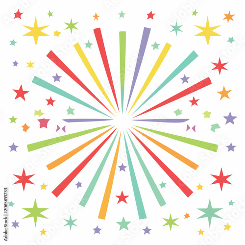 Colorful Starburst and Confetti Illustration