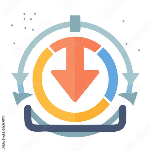 Download Icon with Circular Arrows and Downward Arrow