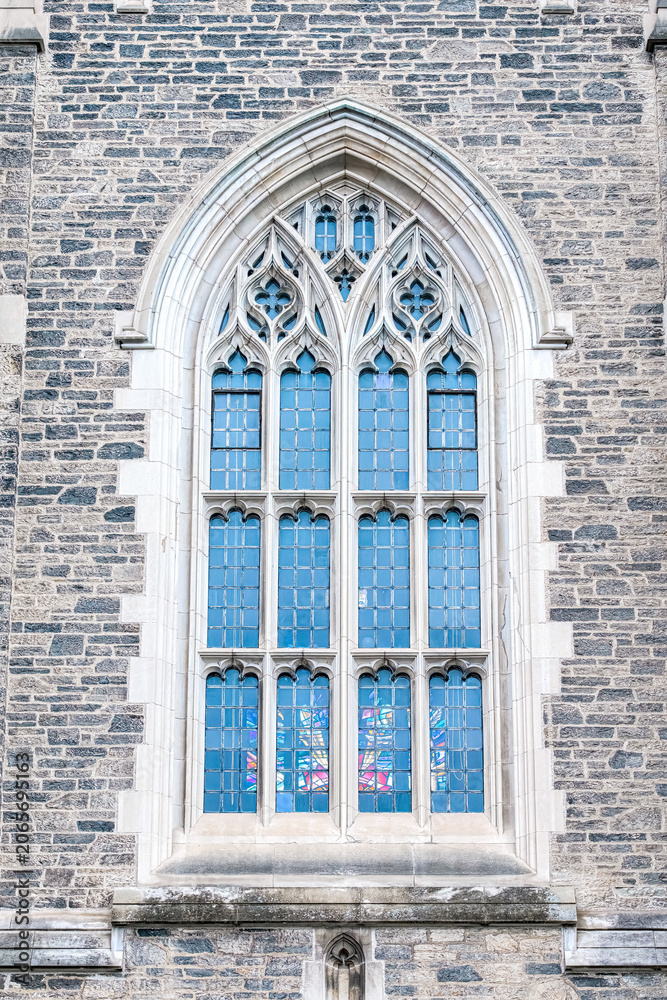 Fototapeta premium Colonial window and stone wall, Toronto, Canada