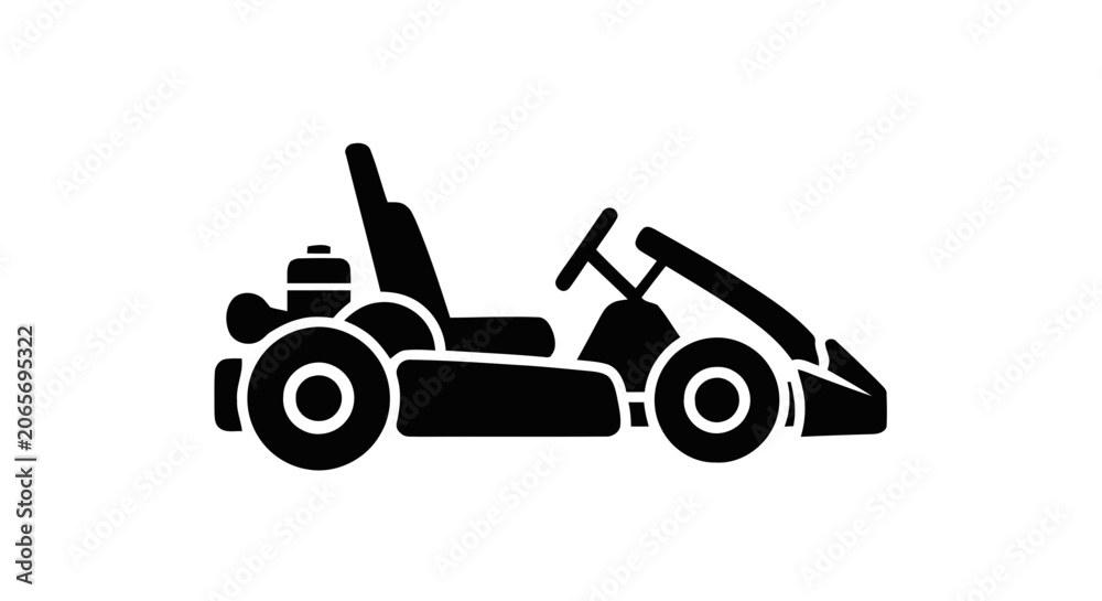 Naklejka premium Vector illustration of gokart icon black silhouette vector illustration on a transparent background