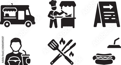 Photos Street Food and Fast Food Vector Icon Set for Catering Design