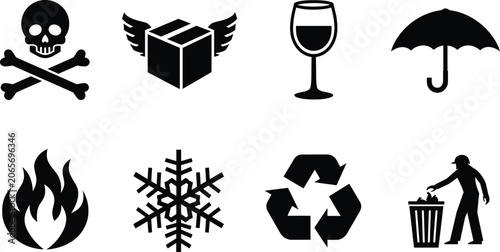 Icons vector set of various warning and utility symbols