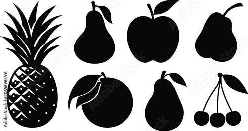 Fruit vector set featuring assorted healthy fresh produce