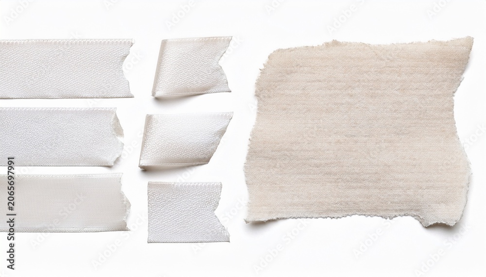 Obraz premium white washi tapes isolated on white pieces of decorative tape for scrapbooks torn paper a cutout white background