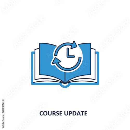 Course update icon with open book and circular arrows.