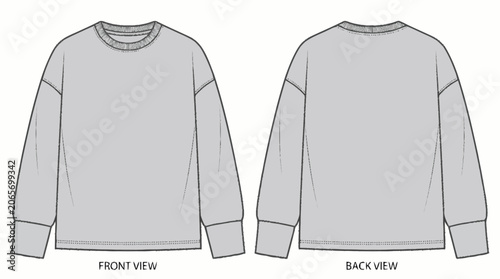 Photos Front and back view of a gray long sleeve sweatshirt.