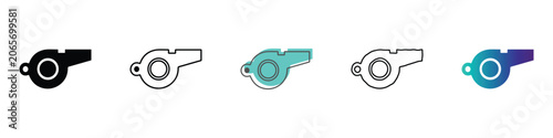 Εκτύπωση καμβά Collection of whistle icons in various styles and colors for sports and signalin